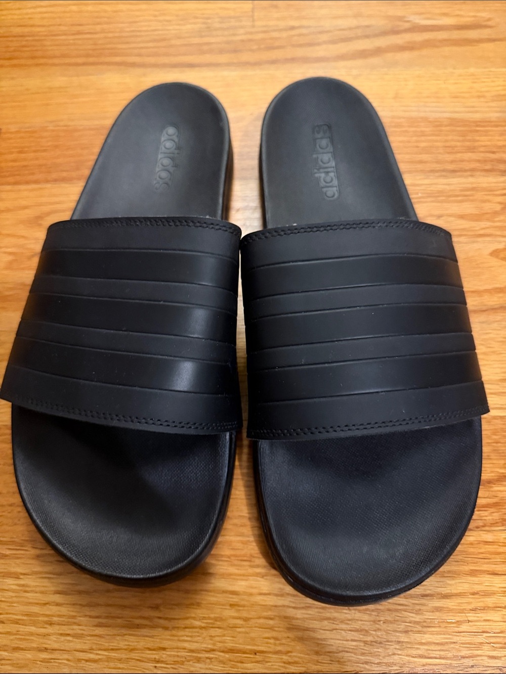 adidas Black Men's Slide Sandals with Striped Strap